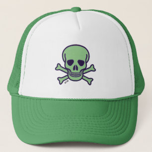 Green Skull white and green foam trucker hat