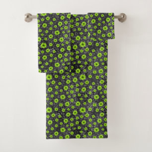 Green Skulls and Sunflower Series Design 7   Bath Towel Set