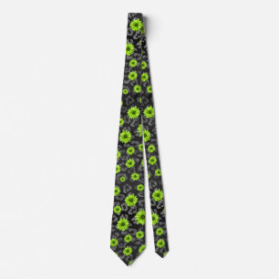 Green Skulls and Sunflower Series Design 7 Tie