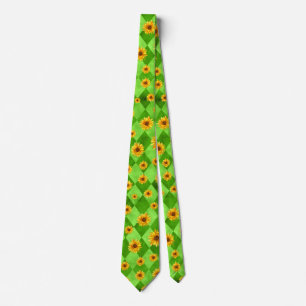 Green Skulls and Sunflower Series Design 8 Tie