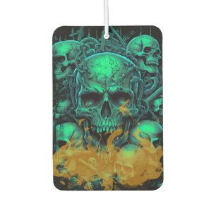 Green Skulls Flames Gothic Scary Lifestyle Car Air Freshener