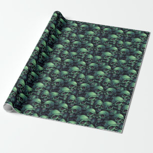 Green Skulls Wrapping Paper