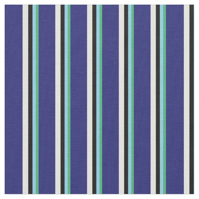Green, Sky Blue, Black, Light Cyan & Midnight Blue Fabric (Close Up)