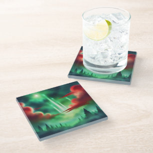 green sky glass coaster