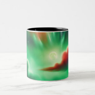 green sky Two-Tone coffee mug