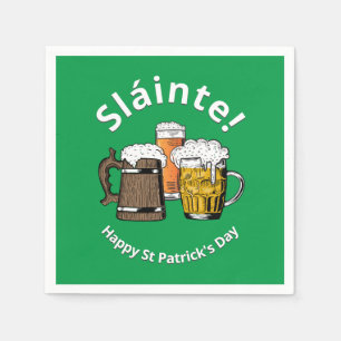 Green Sláinte Beer St Patricks Day Paper Napkin