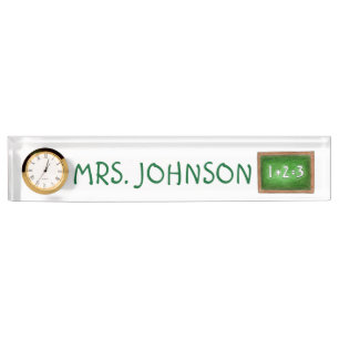 Green Slate Chalkboard School Math Teacher Nameplate