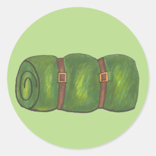 Green Sleeping Bag Summer Sleepaway Camp Hiking Classic Round Sticker