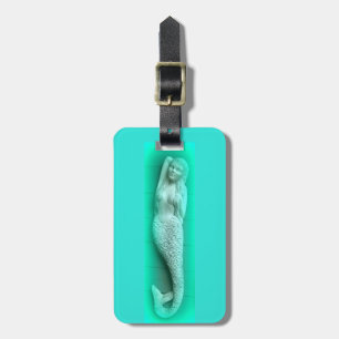 green sleeping mermaid luggage tag