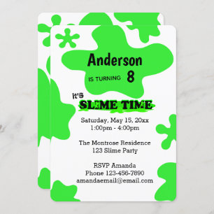 Green Slime Birthday Invitation