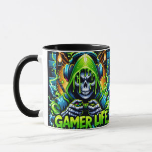 Green Slime Gamer Life Skull Mug
