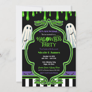 Green Slime Halloween Ghost Costume Party  Invitation
