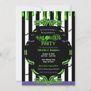 Green Slime Halloween Ghost Costume Party Invitation