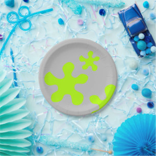 green slime slimy grey party paper plate, plates