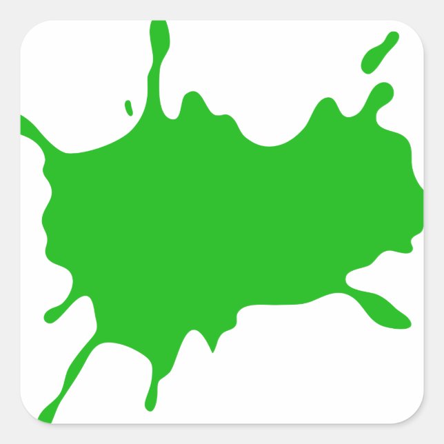 Green Slime Splat Square Sticker (Front)