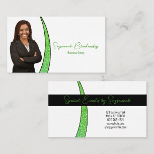 Green Sliver Faux Glitter Professional Photo Business Card