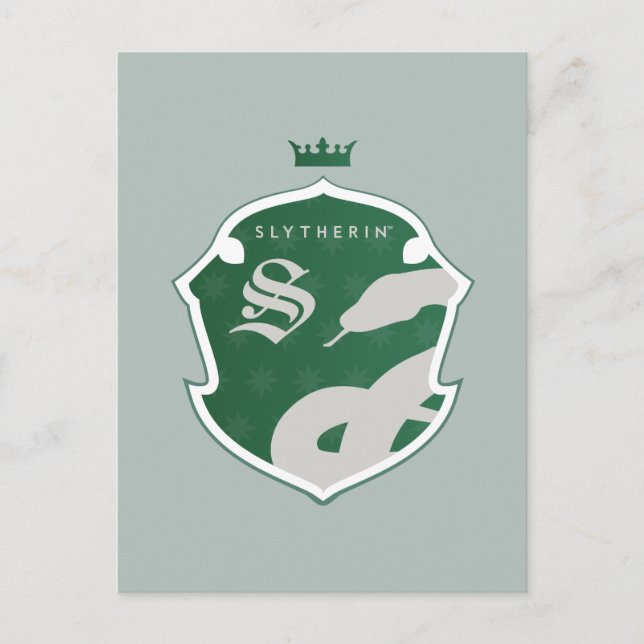 Green SLYTHERIN™ Outlined Crowned Crest Invitation Postcard (Front)
