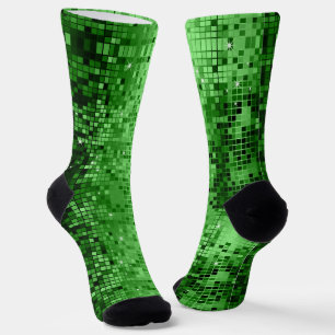 Green small squares geometric pattern socks