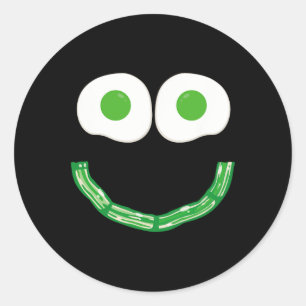 Green Smile Face Eggs And Bycon Ham Breakfast St P Classic Round Sticker
