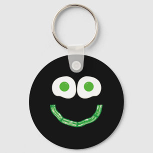Green Smile Face Eggs And Bycon Ham Breakfast St P Key Ring