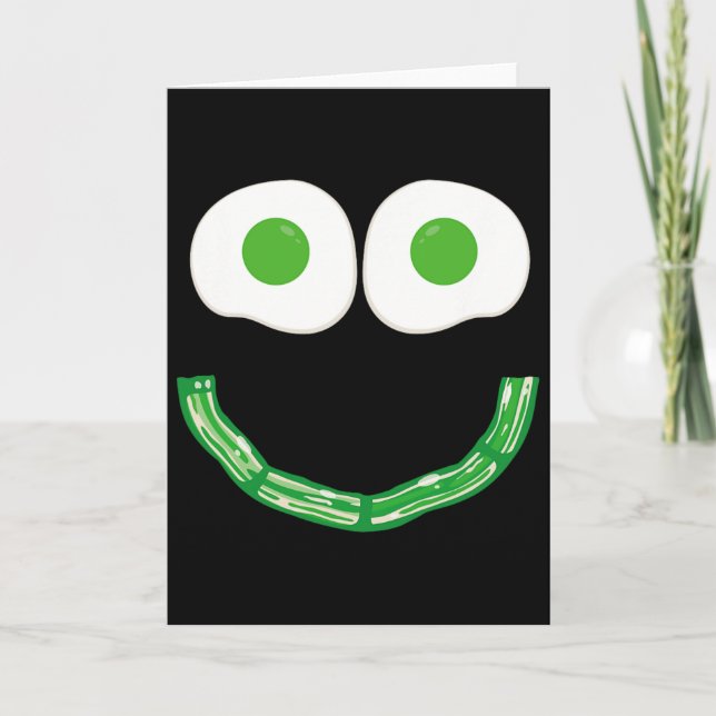 Green Smile Face Eggs And Con Ham Breakfast St Pat Card (Front)