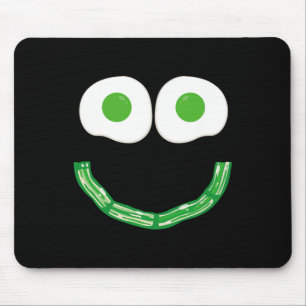 Green Smile Face Eggs And Con Ham Breakfast St Pat Mouse Pad