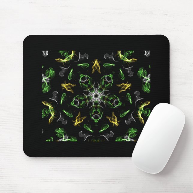 Green Smoke Mandala Design Mouse Pad (With Mouse)