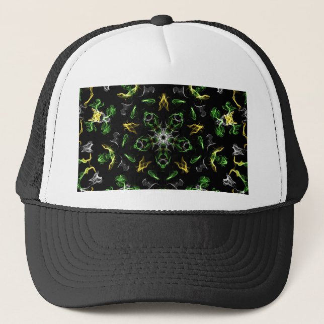Green Smoke Mandala Design Trucker Hat (Front)