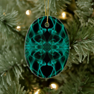 Green Smoke Symmetrical Minimalist Black Ceramic Ornament