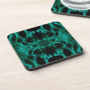 Green Smoke Symmetrical Minimalist Black Coaster