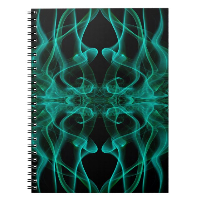 Green Smoke Symmetrical Minimalist Black Notebook (Front)