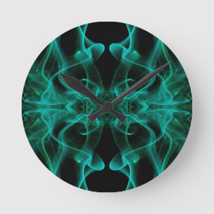 Green Smoke Symmetrical Minimalist Black Round Clock
