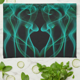 Green Smoke Symmetrical Minimalist Black Tea Towel