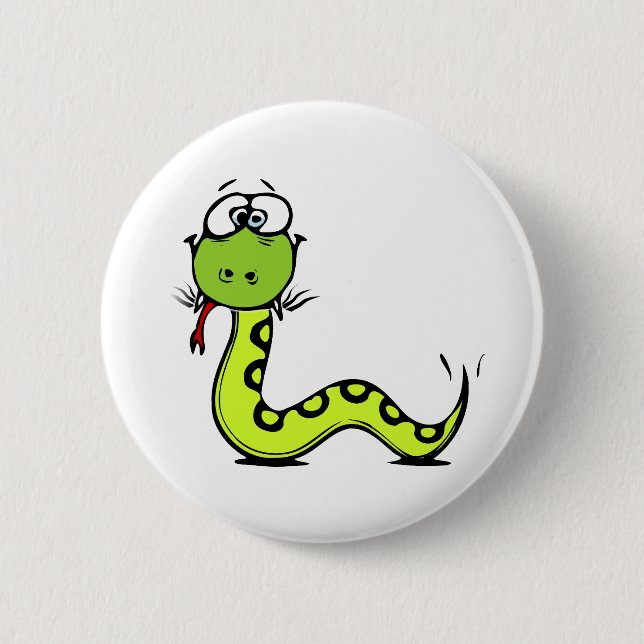 Green Snake 6 Cm Round Badge (Front)