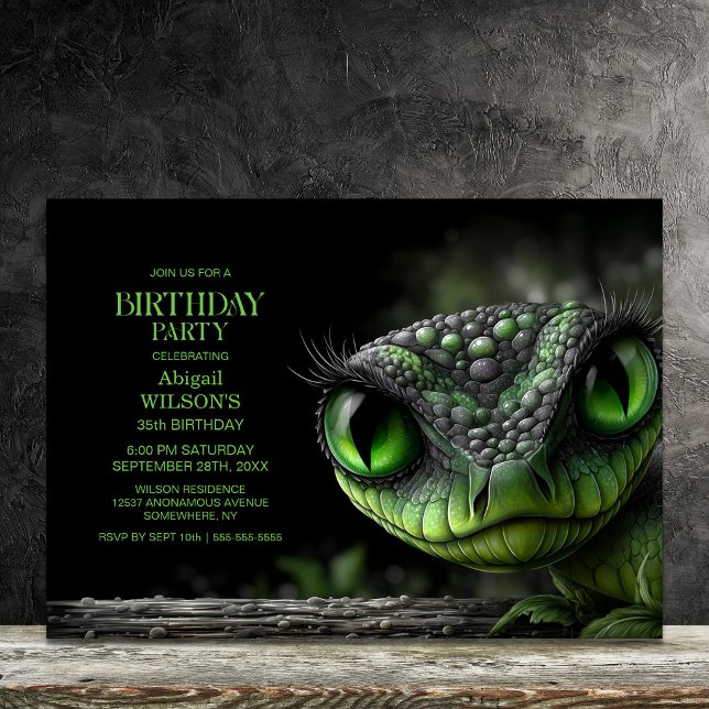 Green Snake Birthday Party Invitation (Creator Uploaded)