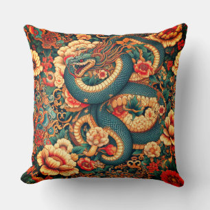 Green snake flowers cushion