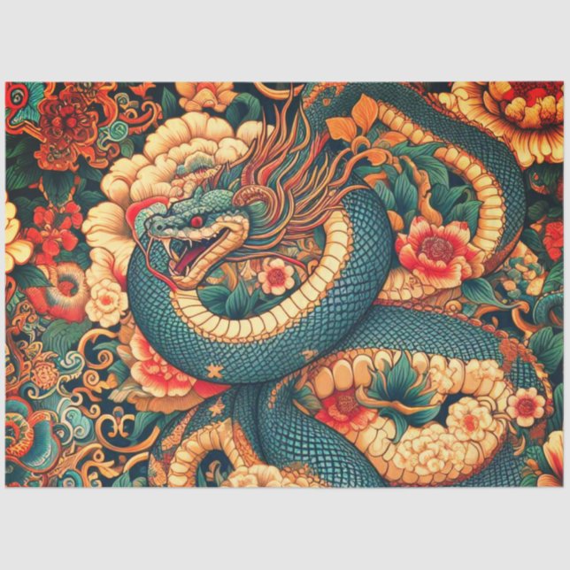 Green snake flowers tissue paper (Front)