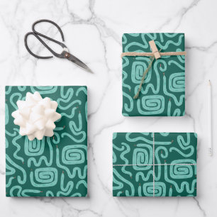 Green Snake Pattern Wrapping Paper Sheet