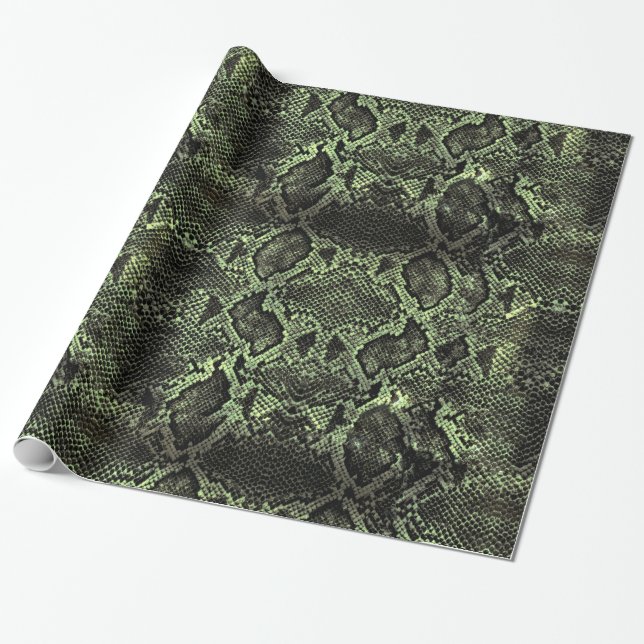 Green Snake print Wrapping Paper (Unrolled)