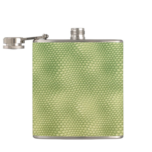 Green Snake Skin-effect Reptile Wildlife Hip Flask (Opened)