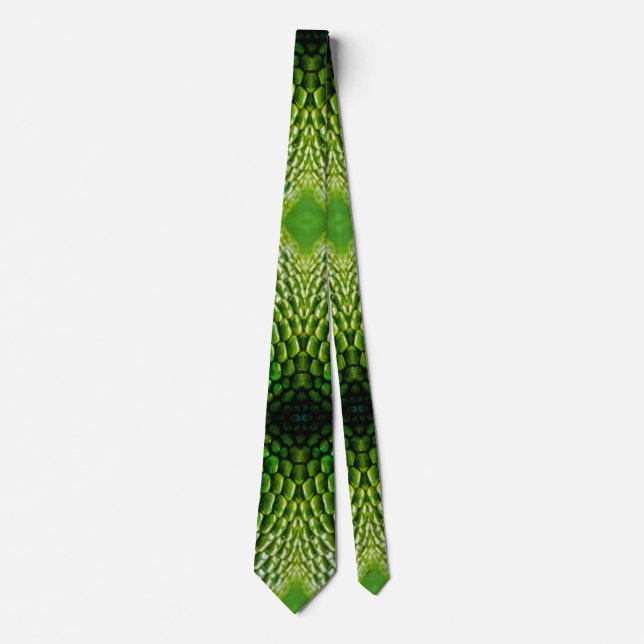 Green Snake Skin Scales Print Novelty Party  Tie (Front)