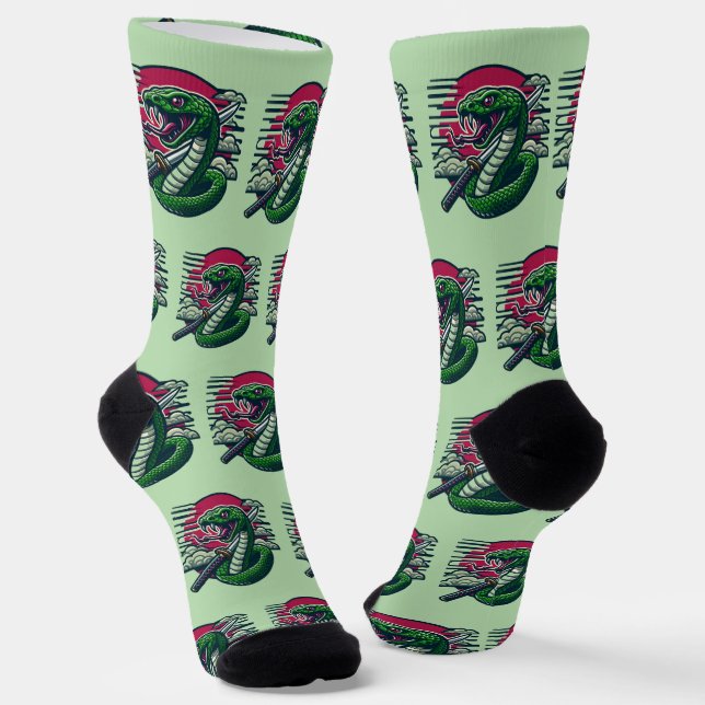 Green snake socks (Angled)