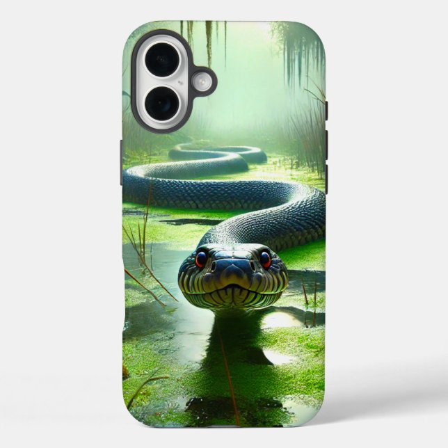 Green Snake Striking Swamp Case-Mate iPhone Case (Back)
