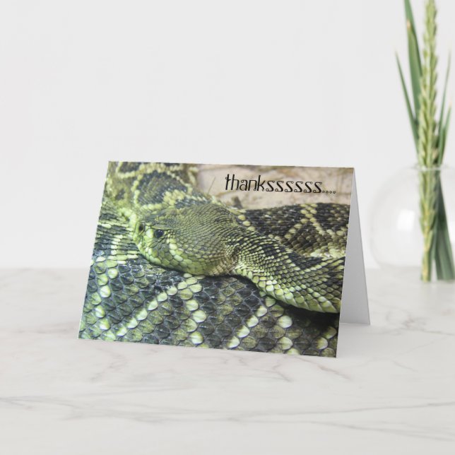Green Snake Thank You notes, personalise text Card (Front)