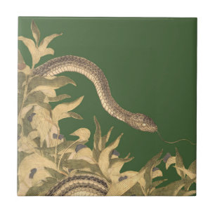 Green Snake Vintage Ceramic Tile