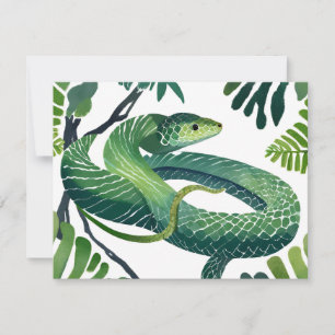 Green Snake Year of the Snake Watercolor Card