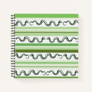 Green Snakes and Stripes Pattern Notebook