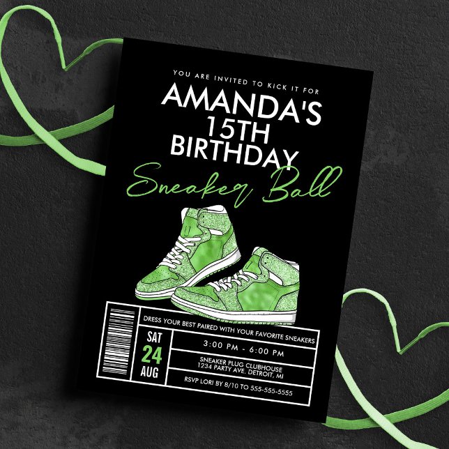 Green Sneaker Ball Birthday Invitation (Creator Uploaded)