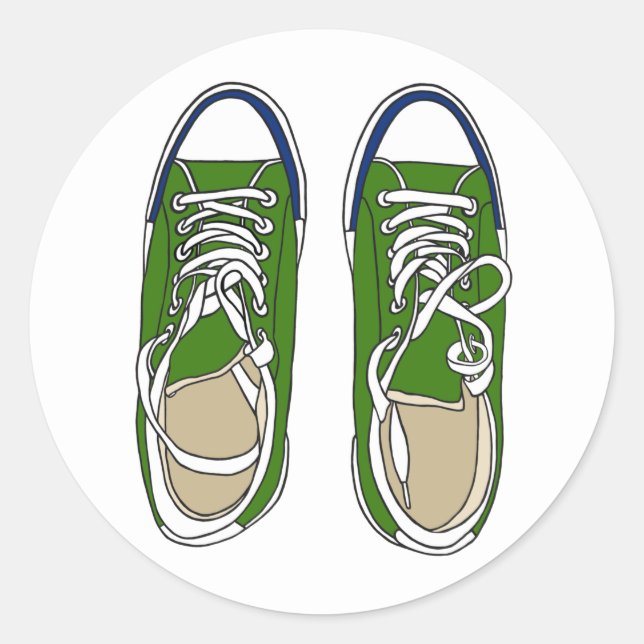 Green sneakers classic round sticker (Front)
