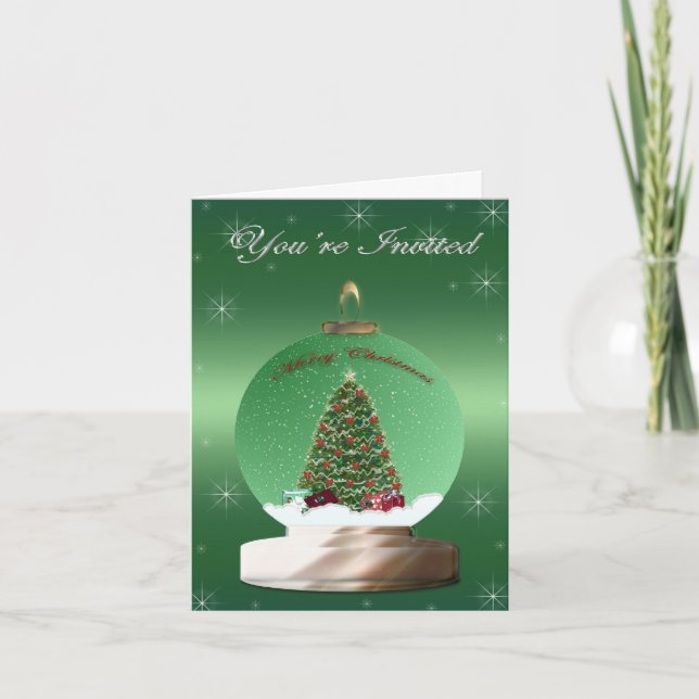 Green Snow Globe Invitation (Front)